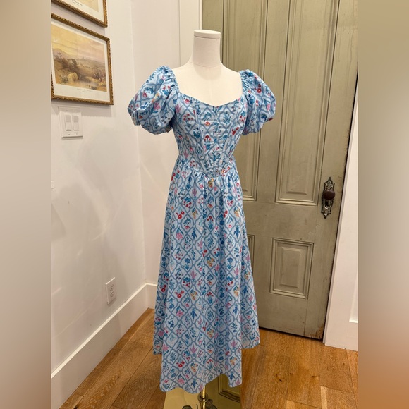 Moon River Dresses & Skirts - Blue Floral Corset Dress